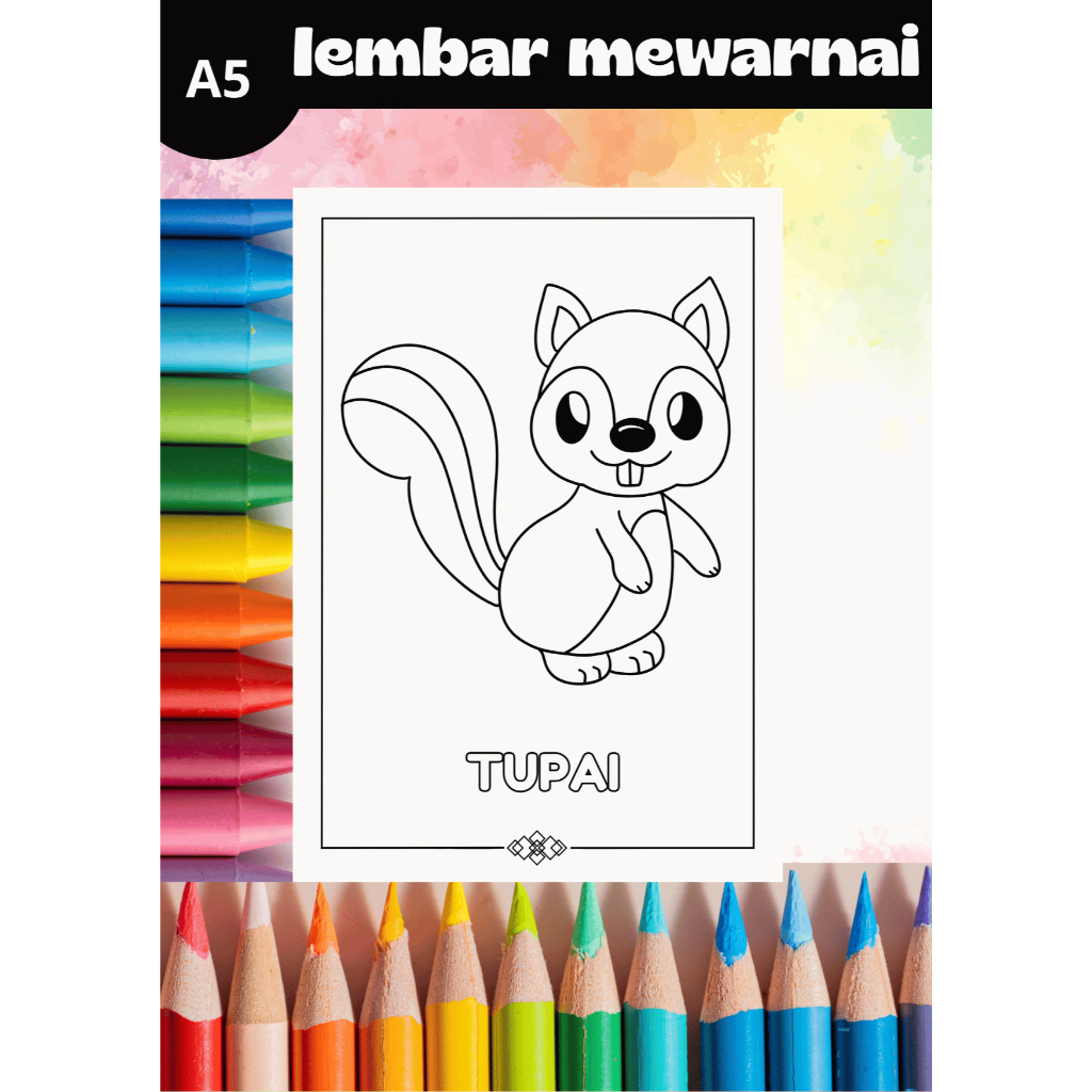 

CB-13 Lembar Gambar Mewarnai Hewan Untuk Anak TK SD PAUD Kertas HVS 100gr Bukan Buku Mewarnai