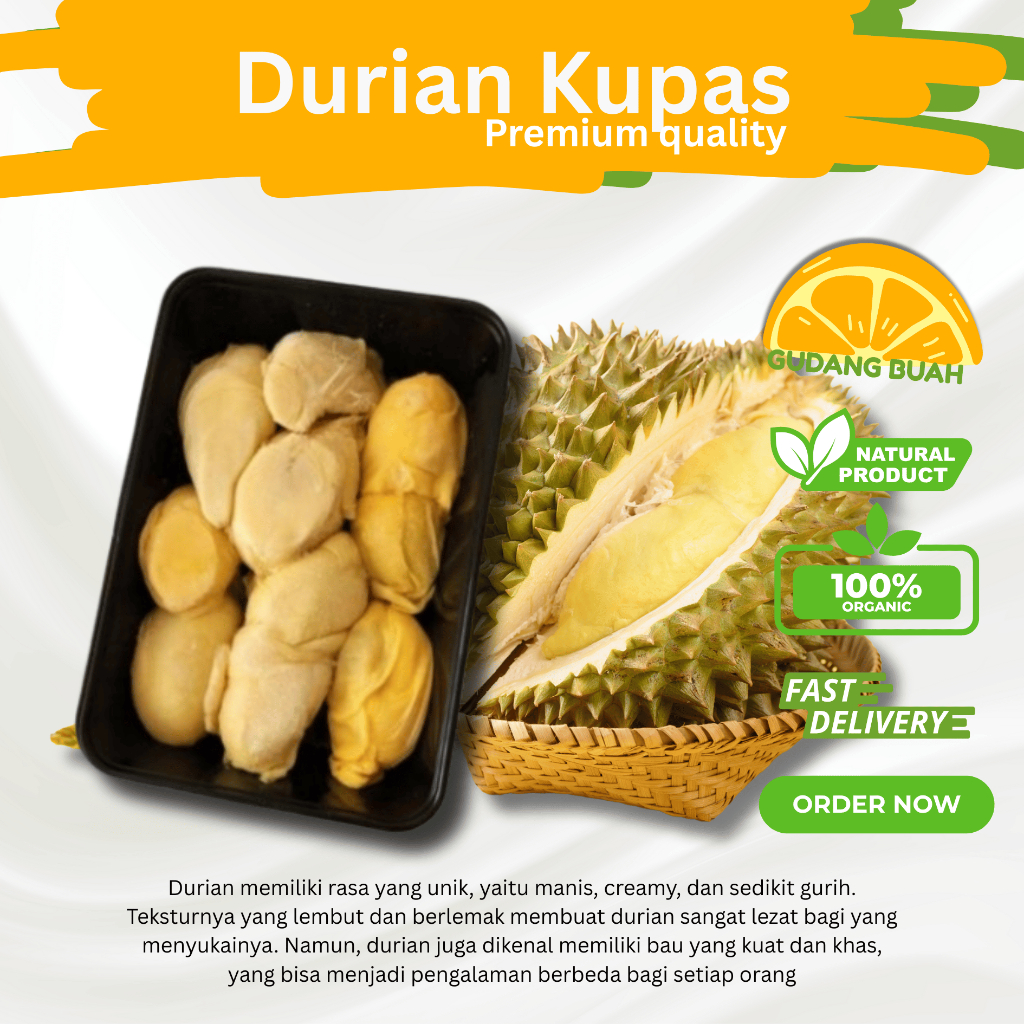 

Durian Kupas Medan Premium Manis Legit Fresh 500gr