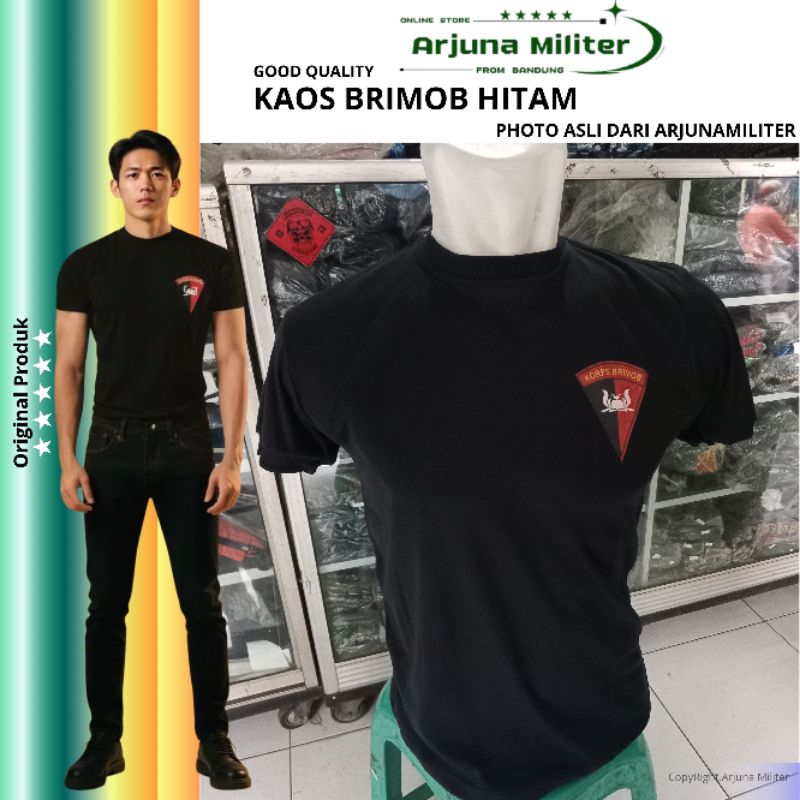 Kaos Brimob Hitam || Kaos Brimob || Kaos Polisi || Kaos Pria || Kaos Brimob lengan Pendek || Kaos Br