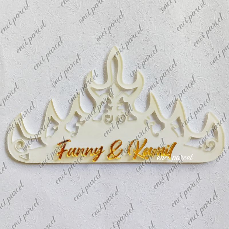 siger lampung Model C cutting berlubang dekorasi mahkota hiasan mahar ornamen bahan akrilik gold sil