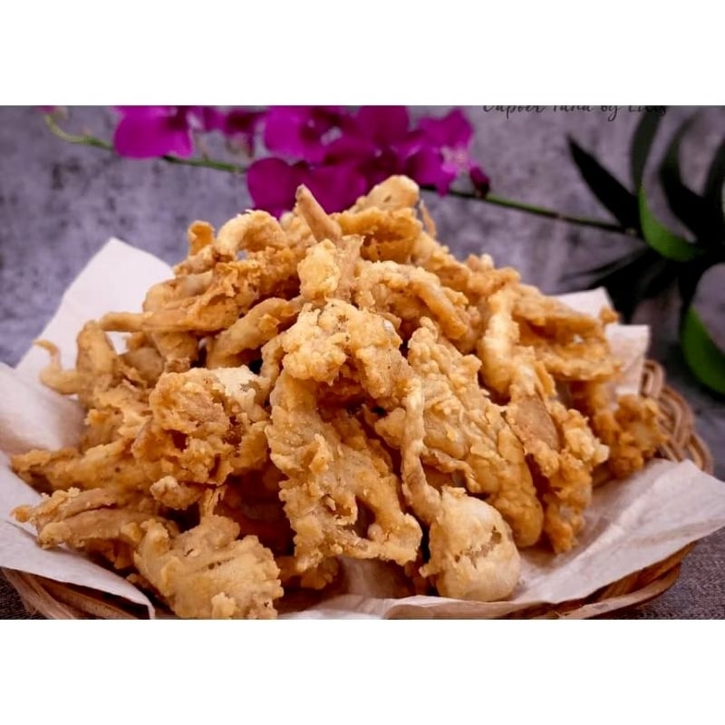 

250 gram keripik jamur premium. keripik jamur crispy snack cemilan enak, renyah dan gurih.