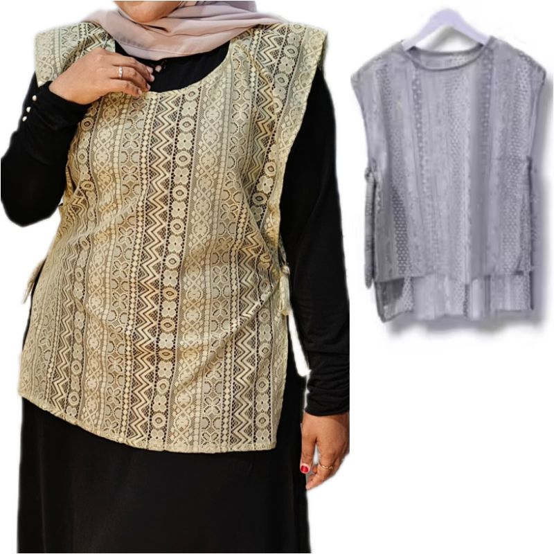 vest jumbo ld 130 outer jumbo wanita rompi brukat wanita vest bukat malika lace wanita kerja