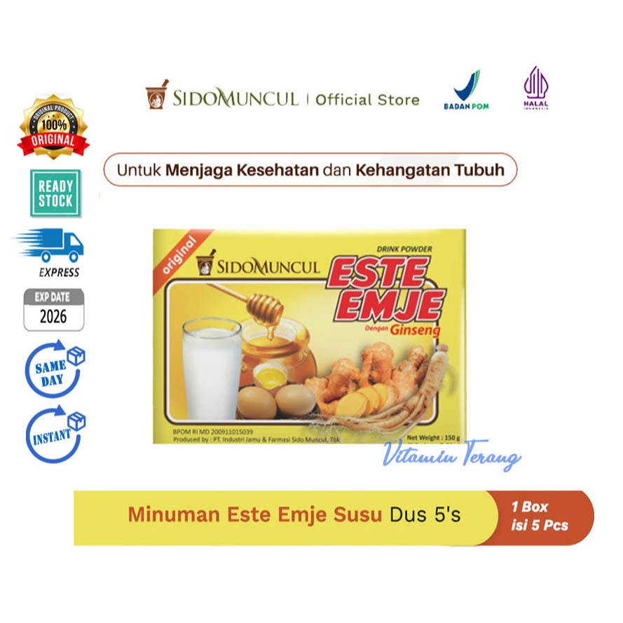 

(Box isi 5) Sido Muncul Este Emje Susu Dengan Ginseng / Jahe Wangi