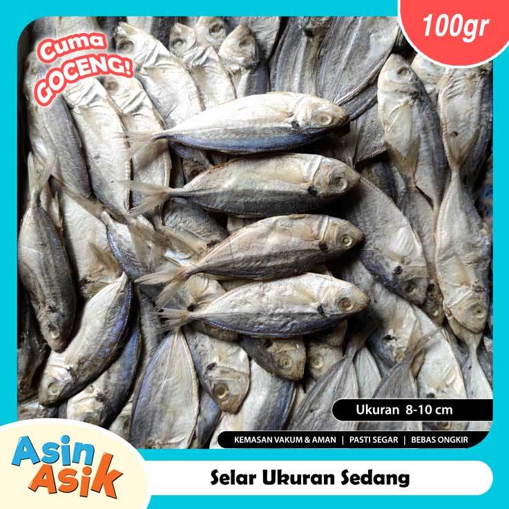 

Ikan Asin Selar Ukuran Sedang Murah Fresh Kemasan Vakum Aman Segar Serba Goceng