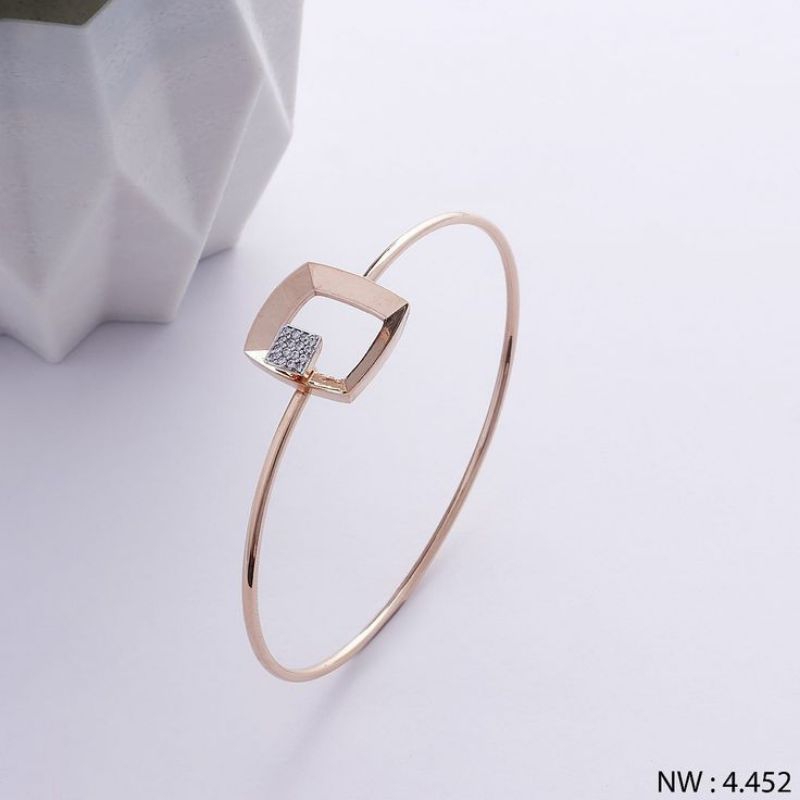 Gelang tangan emas wanita model bangle permata zircone putih