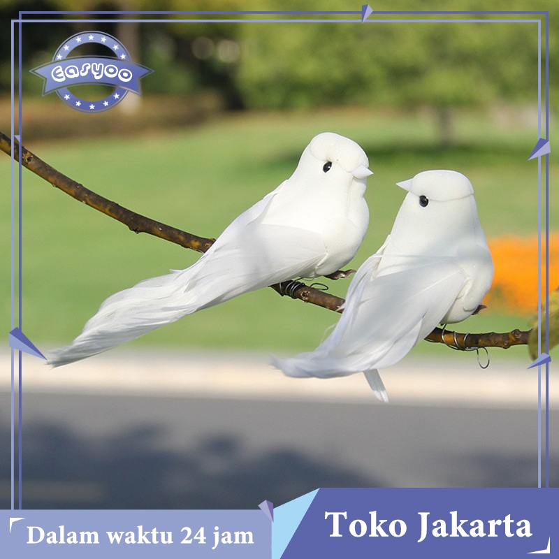 12pcs/Box Burung Merpati Dekorasi Burung Imitasi Merpati Foam White Dove