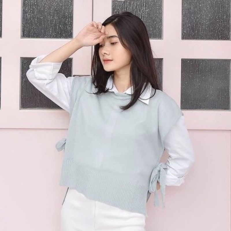 F (F6) OUTER VEST RAJUT TALI PINGGIR / ROMPI RAJUT PREMIUM