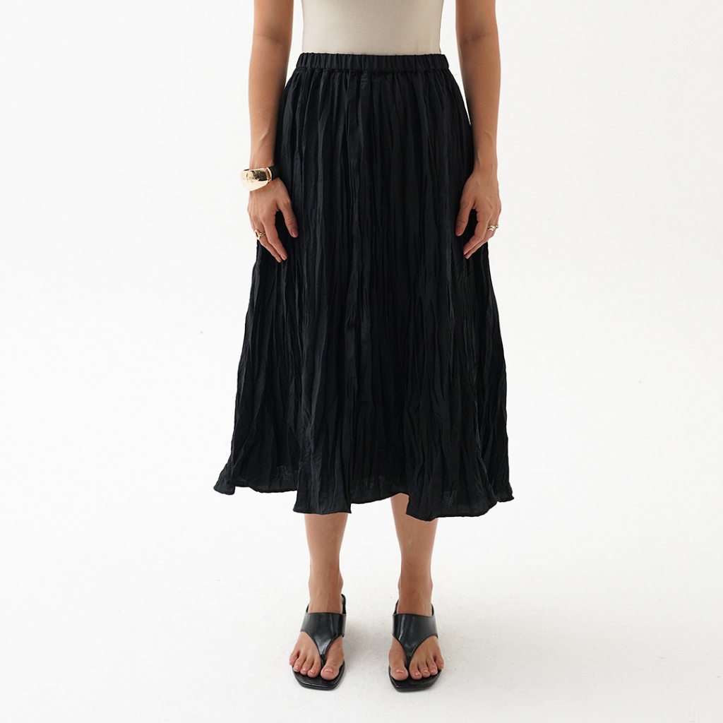 Mississippi Cringckle Midi Skirt Rok Midi L03000107M Hitam