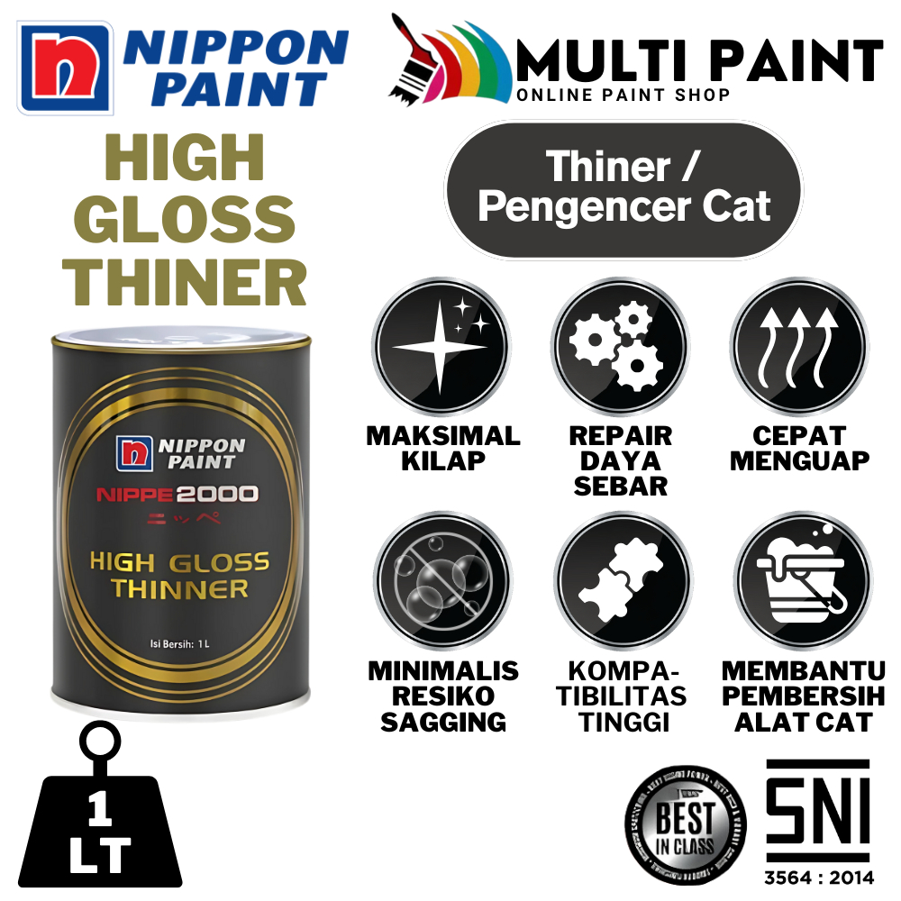 NIPPON PAINT THINER NIPPE 2000 HIGH GLOSS  1LT  THINER NIPPE HITAM BUKAN THINER IMPALA 1 LITER