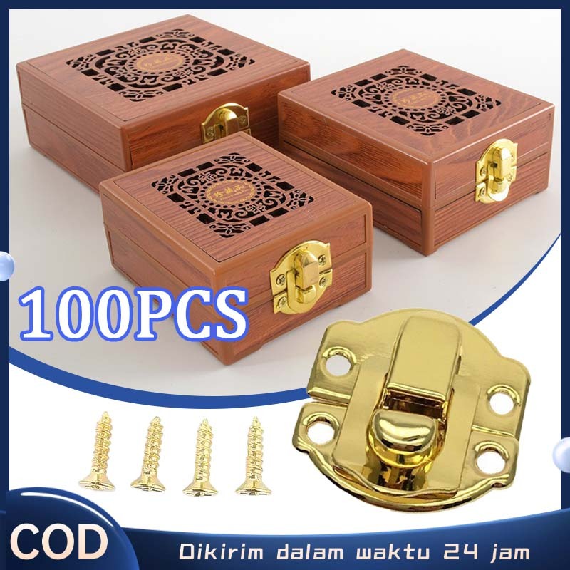 100pcs Kunci Pengait Box 2.7cm Perhiasan Pengait Kotak Box Pengait Box Kecil Pengait Kotak Termasuk 