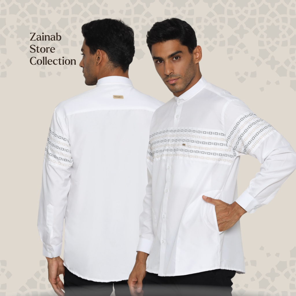 Baju Koko Putih Pria Dewasa Kemeja Koko Laki Laki Premium Lengan Panjang Manset