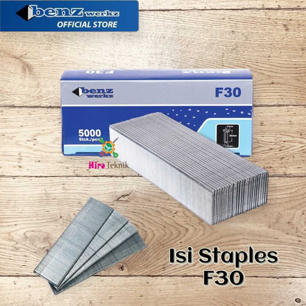 

Isi Stapler Gun F30 Isi Staples Refill Paku Tembak Lurus Air Nailer Benz
