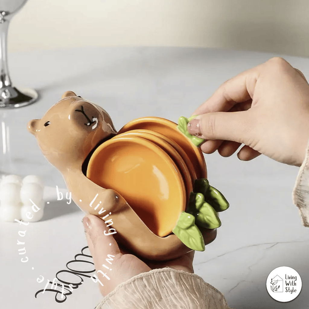 Living With Style - Bernard Capybara and Turnip Sauce Serving Dish 4 in 1 Set / Piring Kecil Set Isi
