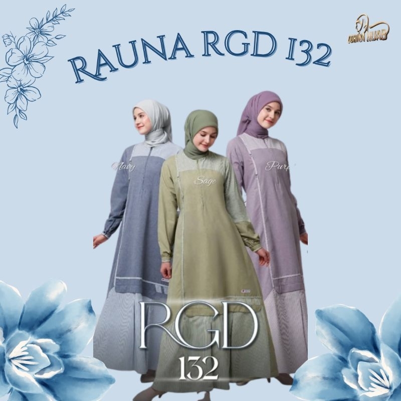 RAUNA RGD 132 / RAUNA PRIDE / gamis katun / gamis rumahan / gamis sage / gamis purple / gamis navy /