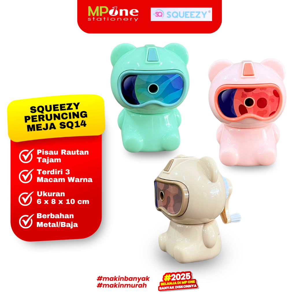 

Squeezy Peruncing Meja Putar SQ14 Karakter / Serutan Pensil Anak Rautan Meja Putar SQUEEZY
