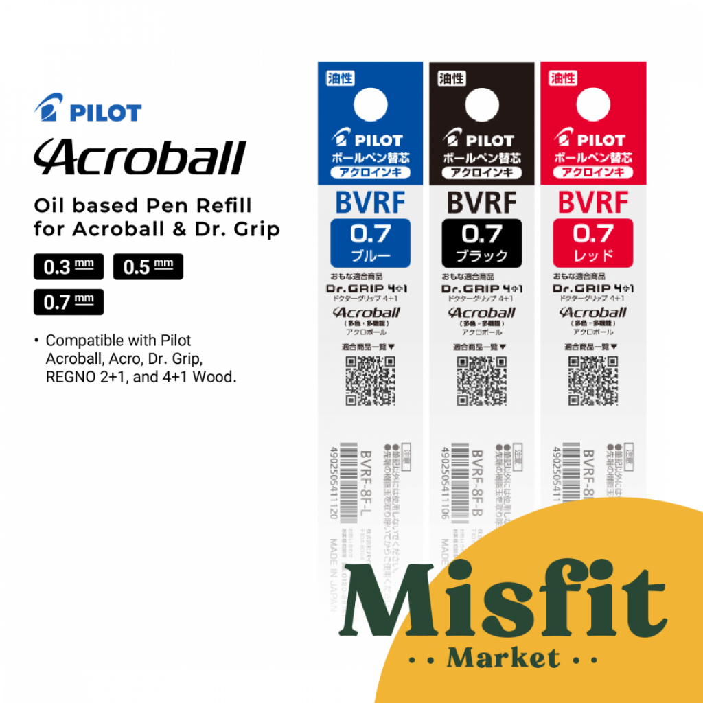 

Pilot BVRF Acroball Ballpoint Multi Pen Refill 0.5 0.7 mm Isi Ulang Pulpen Multipen