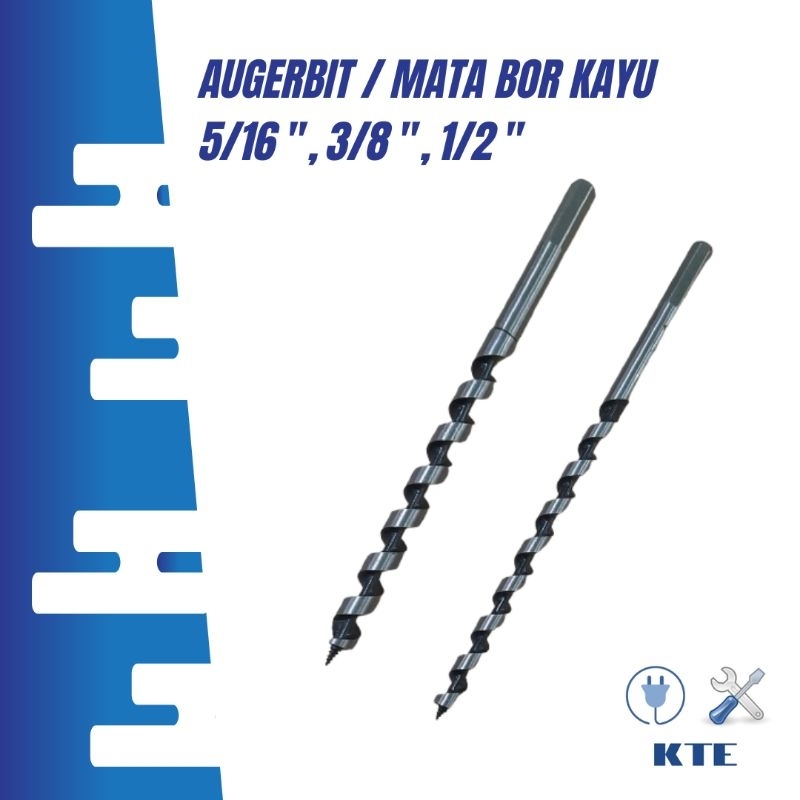 Augerbit / mata bor kayu 5/16", 3/8", 1/2" panjang 23cm & 30cm