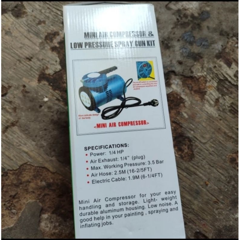 Mini Compressor Plus Spray Gun Kit Alat SemprotCat