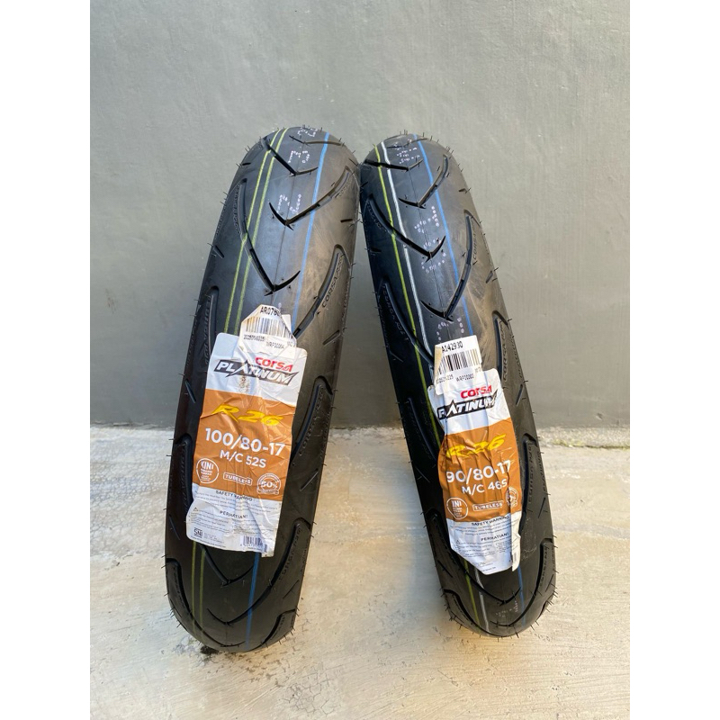 BAN LUAR CORSA PLATINUM R26 TUBBELES TYPE UKURAN 90/80 ring 17 dan 100/80 ring 17 BAN CORSA PLATINUM
