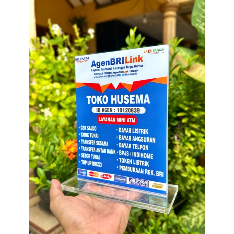 

(BISA EDIT NAMA) AKRILIK MEJA AGEN BANK BRI BRILINK BRI-LINK UKURAN 15x20cm BAHAN TEBAL