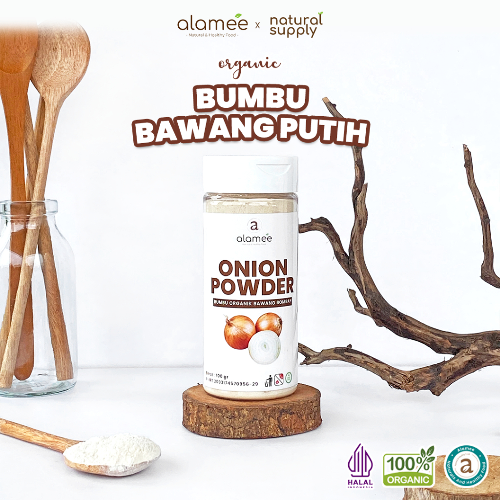 

ALAMEE Bawang Bombay Bubuk Onion Powder Ground Spice Bumbu Bombai Dapur Organik Tanpa Campuran 100gr
