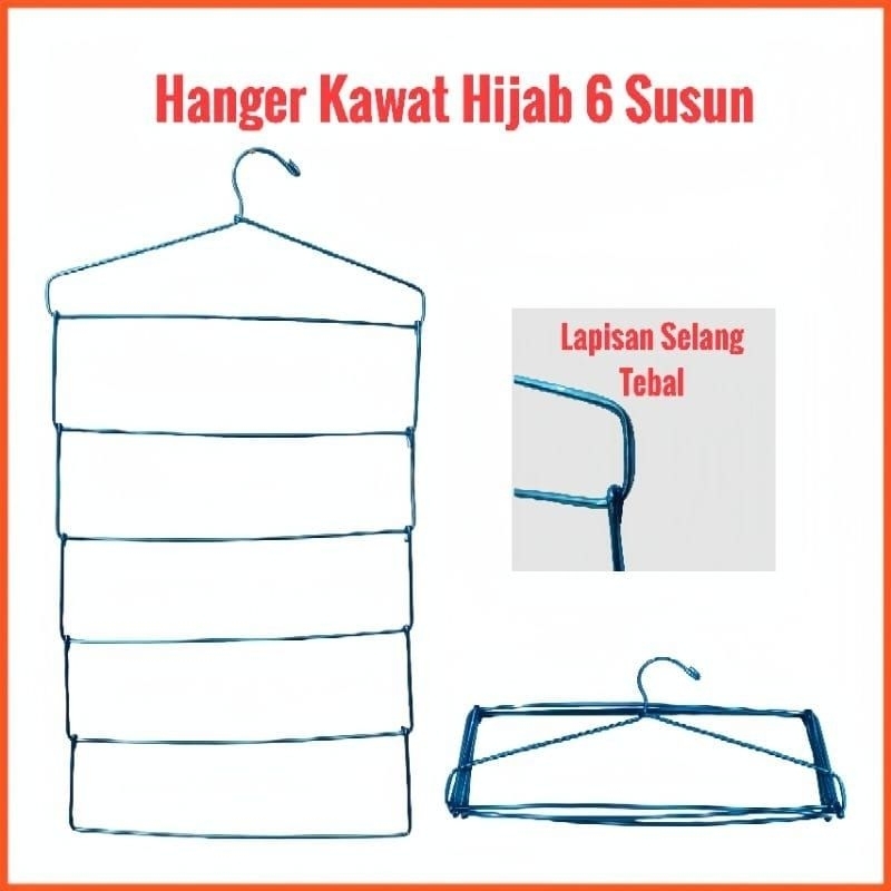 Hanger Kawat Hijab / Gantungan Jilbab 6 Susun