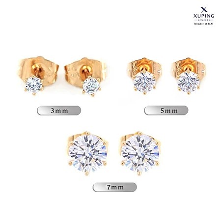 Xuping Anting Tusuk Bulat Lapis Emas GG 6