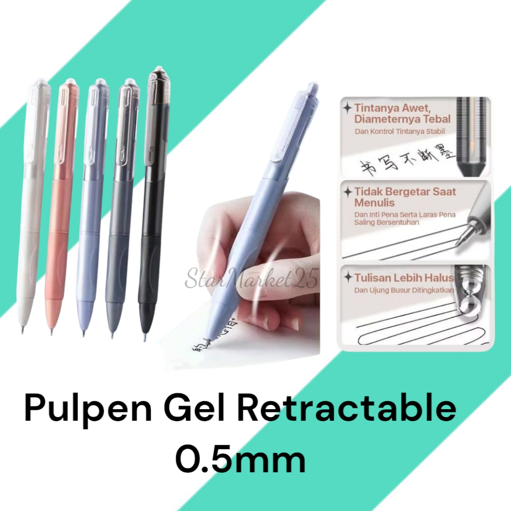 

Pulpen Gel 0.5mm Cepat Kering - Pulpen Untuk Sekolah & Kantor - Pulpen Gel Retractable 0.5mm - Alat Tulis Sekolah & Kantor