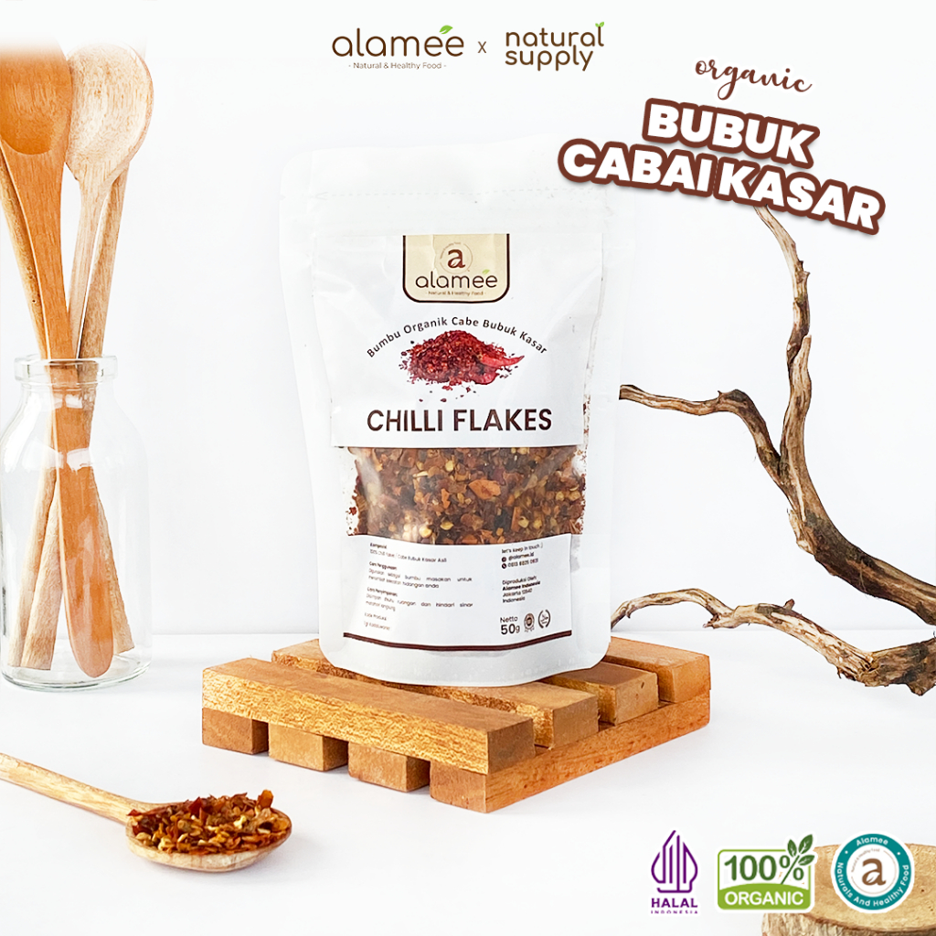 

Cabe Bubuk Kasar Chilli Flakes Cabai Bumbu Dapur Masak Organik Rempah Rimpang Murni Seasoning 50g