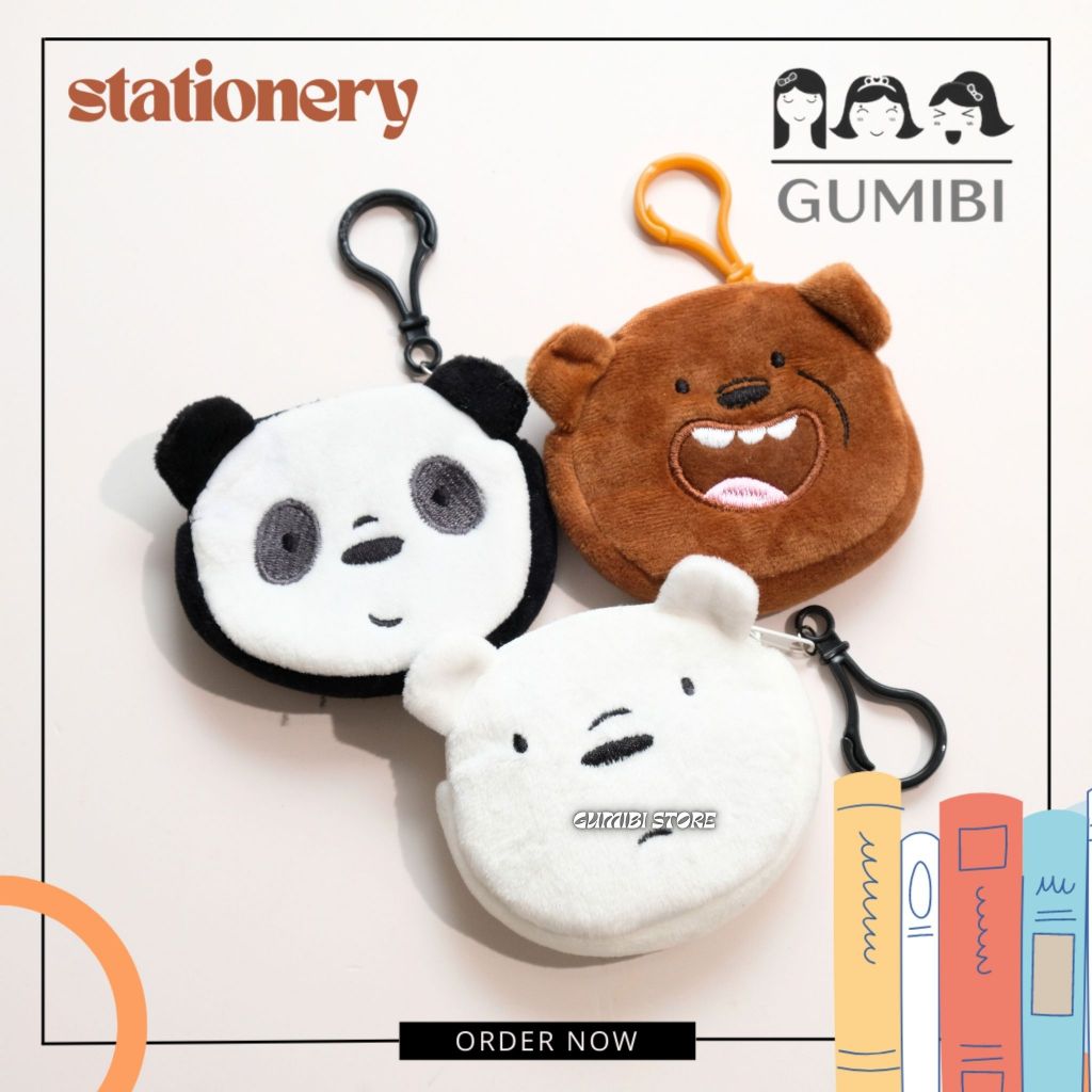DOMPET KOIN WE BARE BEAR BERUANG PANDA POUCH KOIN GANTUNGAN KUNCI DOMPET KOIN WBB POUCH KOIN PANDA B