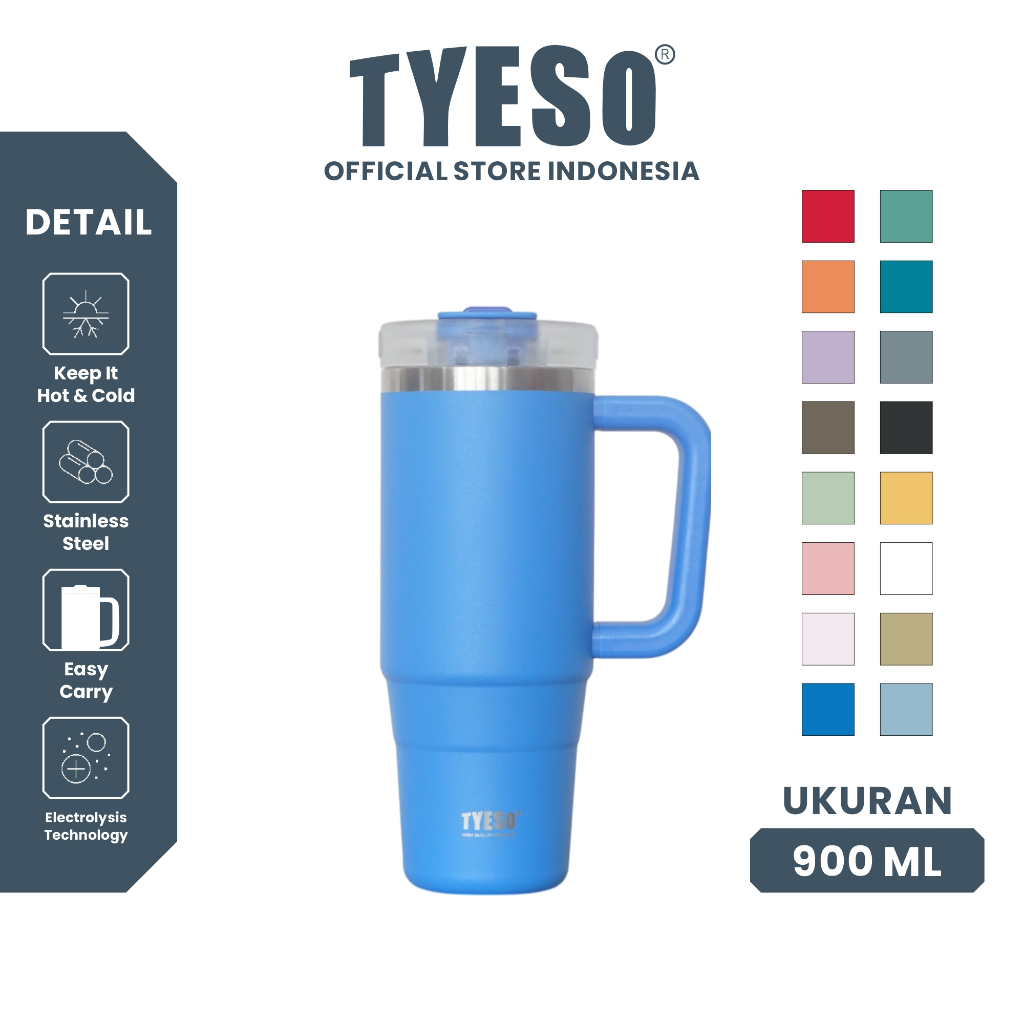 Tyeso Aura Tumbler Handle Portable Stainless Coffee cup 900mL TS-8866 Botol Minum Double Vacuum Insu
