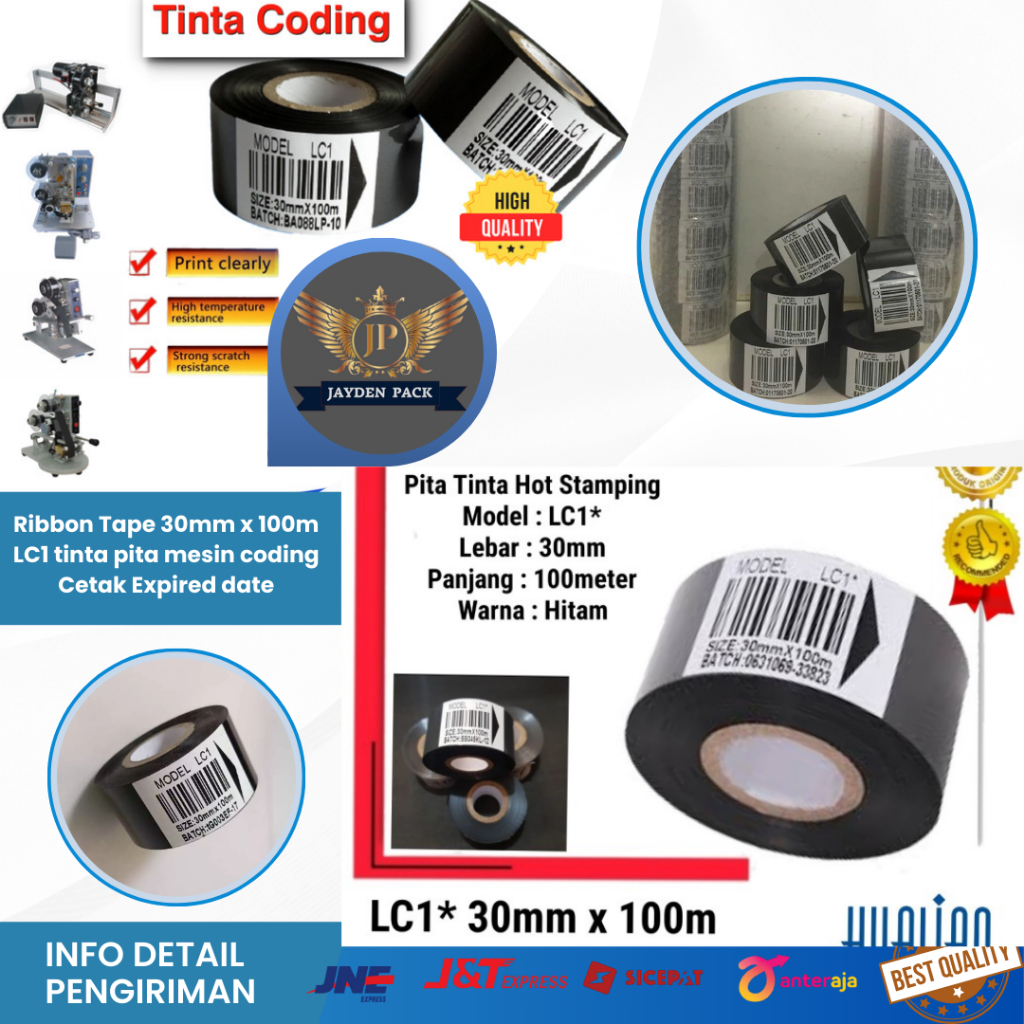 

Ribbon Tape 30mm x 100m LC1 tinta pita mesin coding Cetak Expired date
