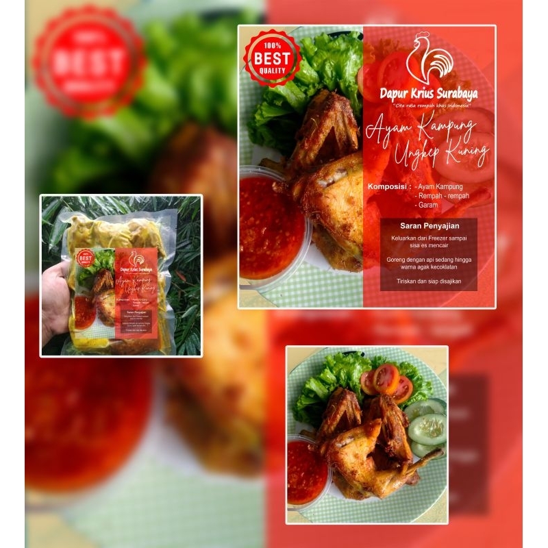

Ayam Kampung ungkep kuning siap goreng