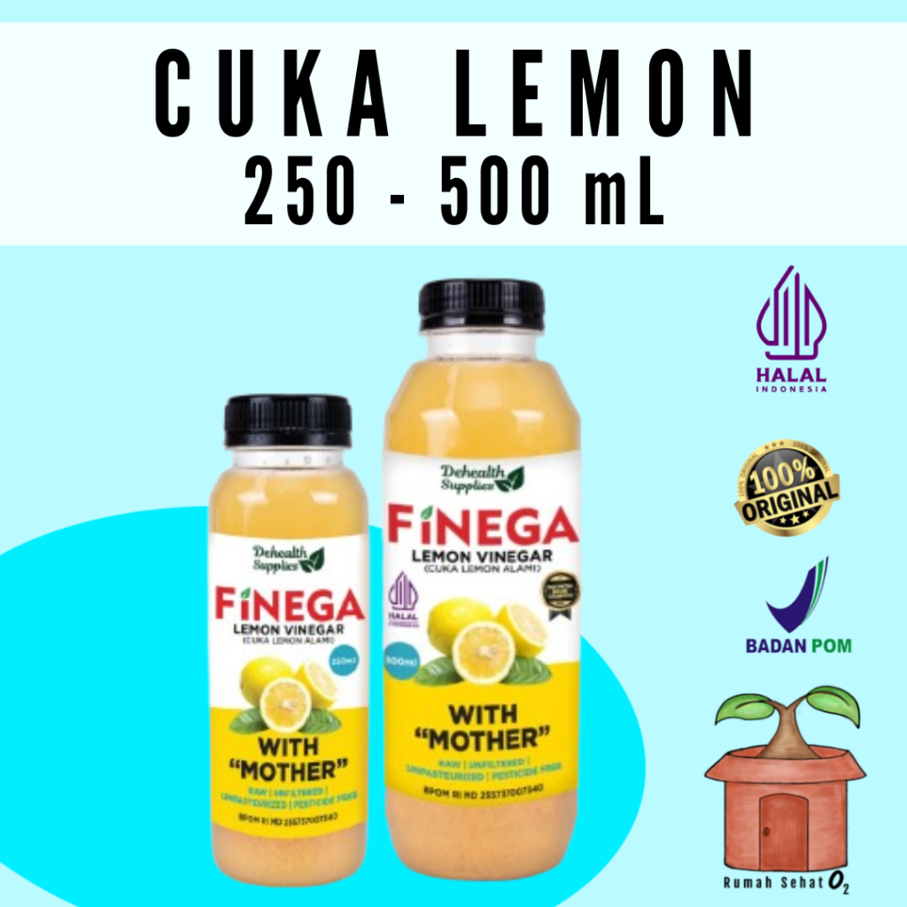 

Dehealth Supplies Finega Cuka Lemon 250 500 mL Plastik Vinegar With Mother Unfiltered Unpateurized