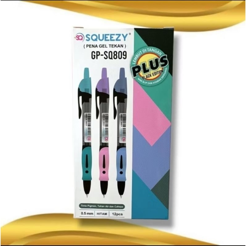 

(12pcs) Pulpen gel cetek Squezzy GP-SQ809/pulpen gel cetek/pulpen gel murah