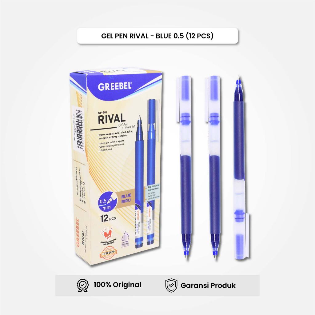 

Bolpen Pulpen Gel / GREEBEL Gel Pen GP-502 Rival 0.5 Tinta Biru (12PCS/SET) Ballpen Pena Pulpen Cetek