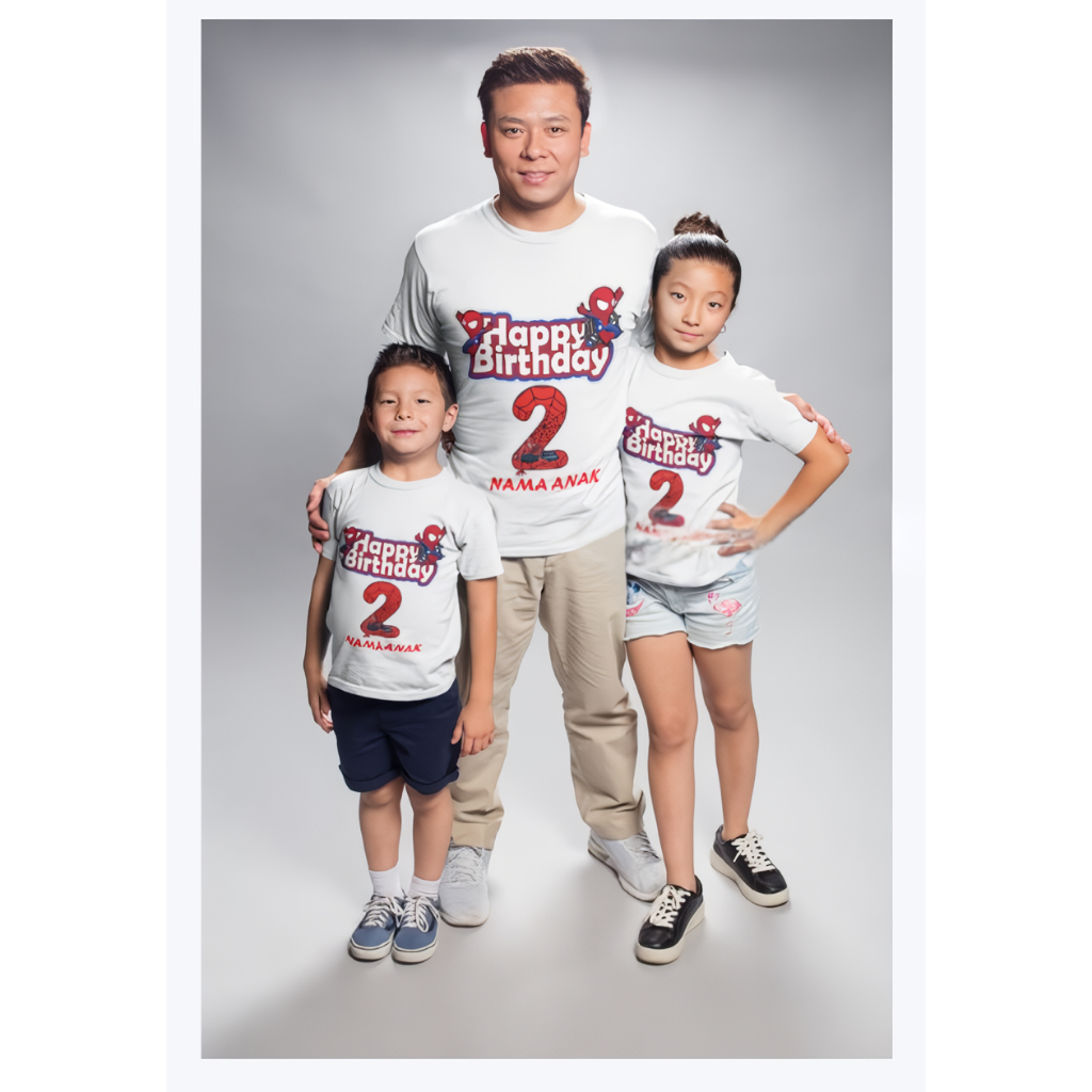 Kaos Ulang Tahun Spiderman Custom Sablon Ultah Medan Sumatera Utara Bajju Suka SUka  Cetak Nama