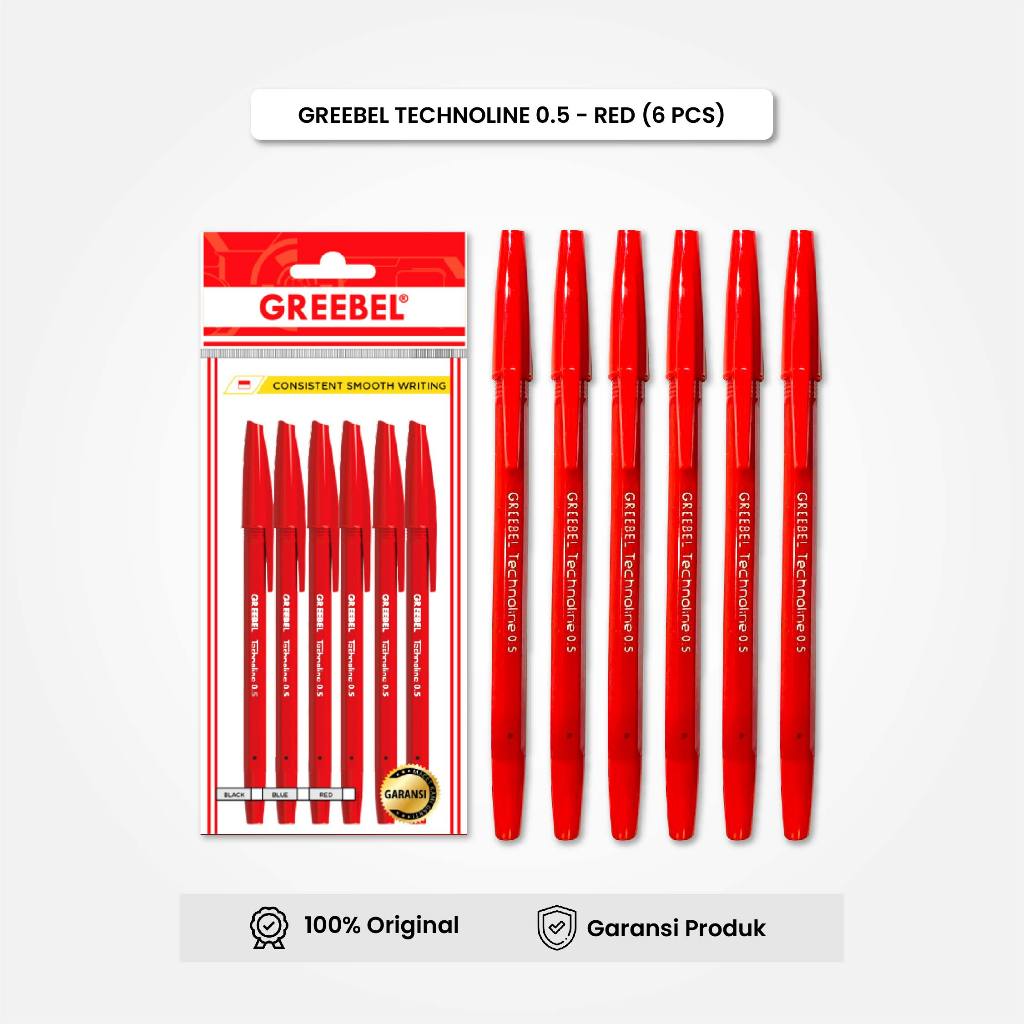 

Bolpen Pulpen GREEBEL / Technoline Tinta Merah 0.5 ( 6 PCS/SET) / Ballpen Ballpoint Pena Gel