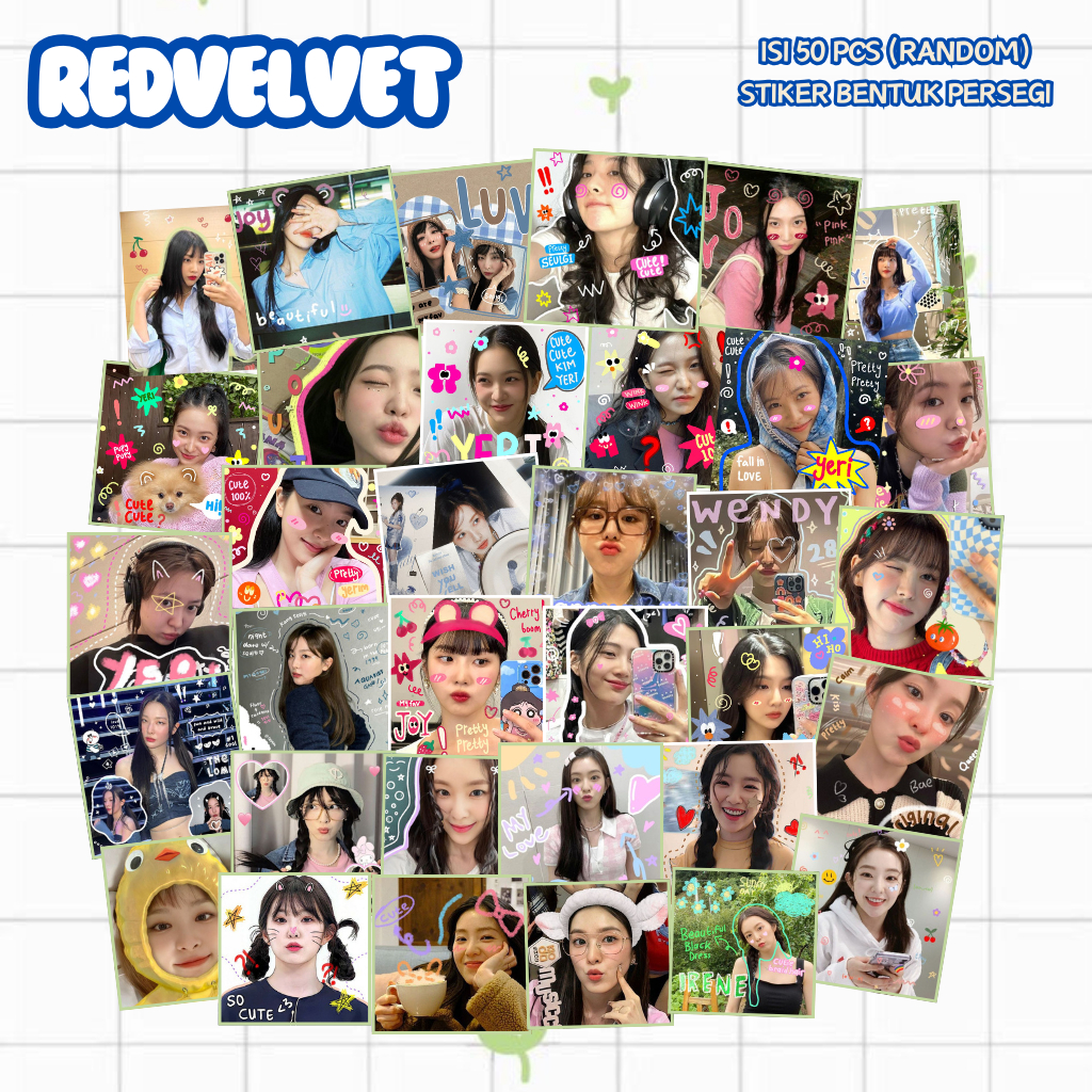 

(50 PCS) STICKER DECO RED VELVET | STIKER PERSEGI RED VELVET AESTHETIC