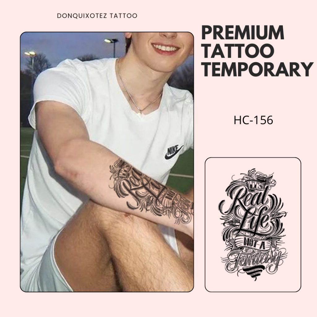 PREMIUM HC-156 Tato temporer tahan lama 1 bulan motif tulisan aesthetic cewe cowo awet semi permanen