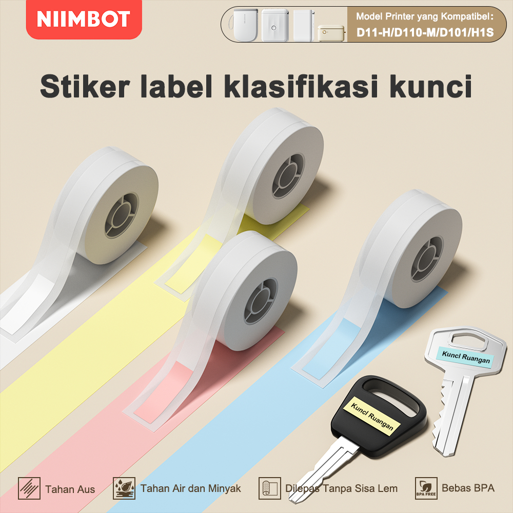

NIIMBOT D11/D110/D101/H1S Kertas Label Kunci, Stiker Nama dan Klasifikasi Kunci Tahan Air