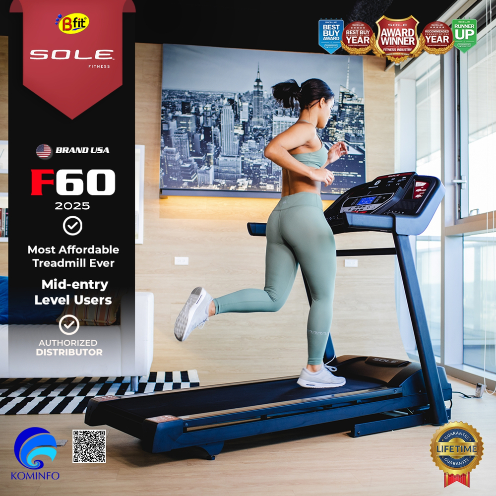 (SEMARANG) SOLE USA F60 - Alat Fitness Treadmill Listrik Premium - Auto Incline, Hydraulic Folding