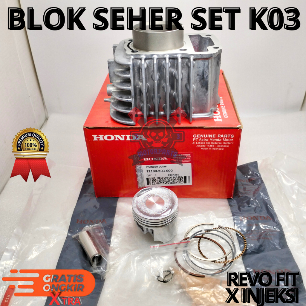 BLOK SEHER SET K03 UNTUK MOTOR REVO FIT,X INJEKSI.AHM BERKUALITAS ORIGINAL ASLI ORI