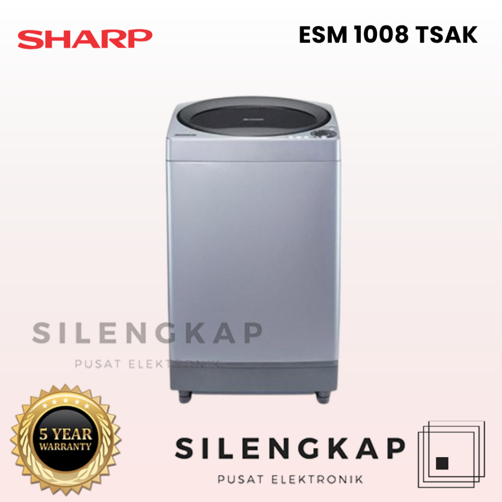 MESIN CUCI 1 TABUNG SHARP ESM 1008 TSA 1008TSA TOP LOADING 10 KG