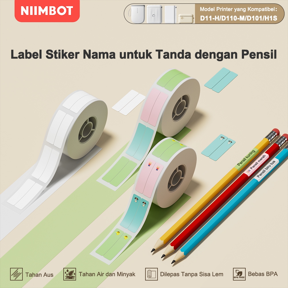 

NIIMBOT D11/D110/D101 Stiker Label Pensil untuk Klasifikasi Pensil dan Penanda Nama