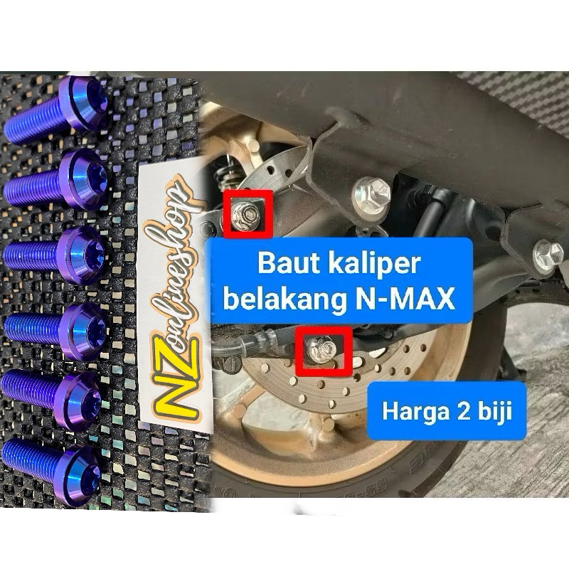 BAUT TITANIUM BREKET KALIPER BELAKANG NMAX HARGA 2 BAUT