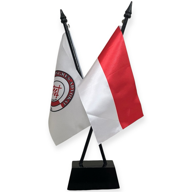 

Lancar Jaya Advertising Bendera Meja Tiang Silang Ukuran 15x22.5 Cm Bahan Satin Berkualitas + Tiang/Bendera Meja/Bendera Negara/Bendera Meja Negara/Bendera Meja Instansi/Bendera Meja Berkualitas Tinggi/Bendera Meja Premium