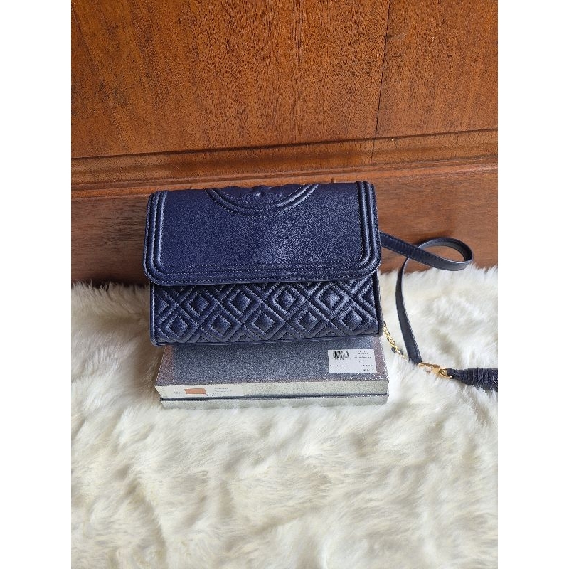 PRELOVED - TB Fleming Small Convertible Shoulder Bag Royal Navy