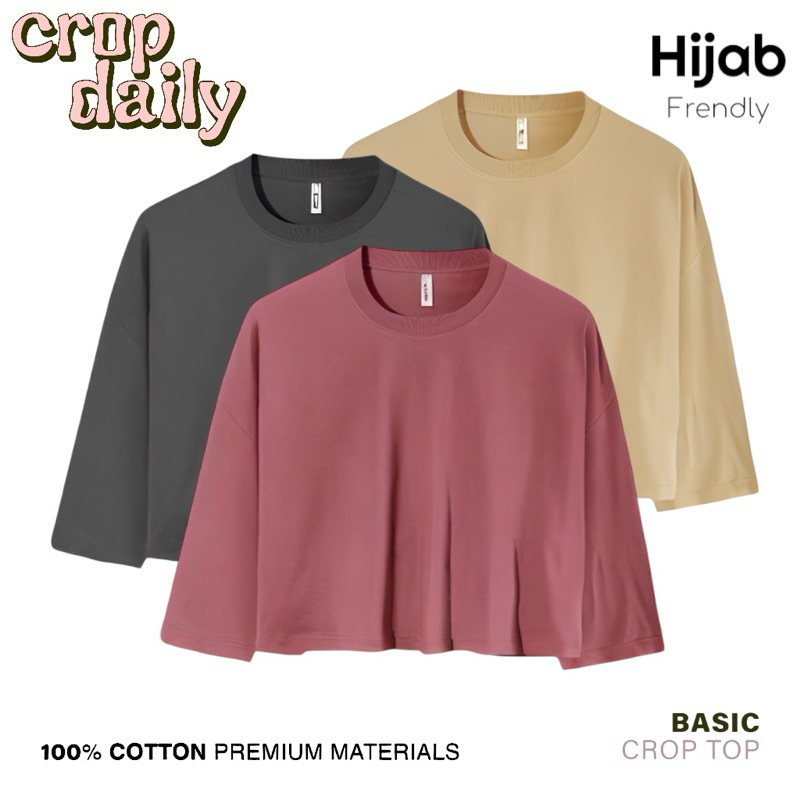 KAOS CROP TOP OVERSIZE LENGAN PANJANG HIJAB FRIENDLY