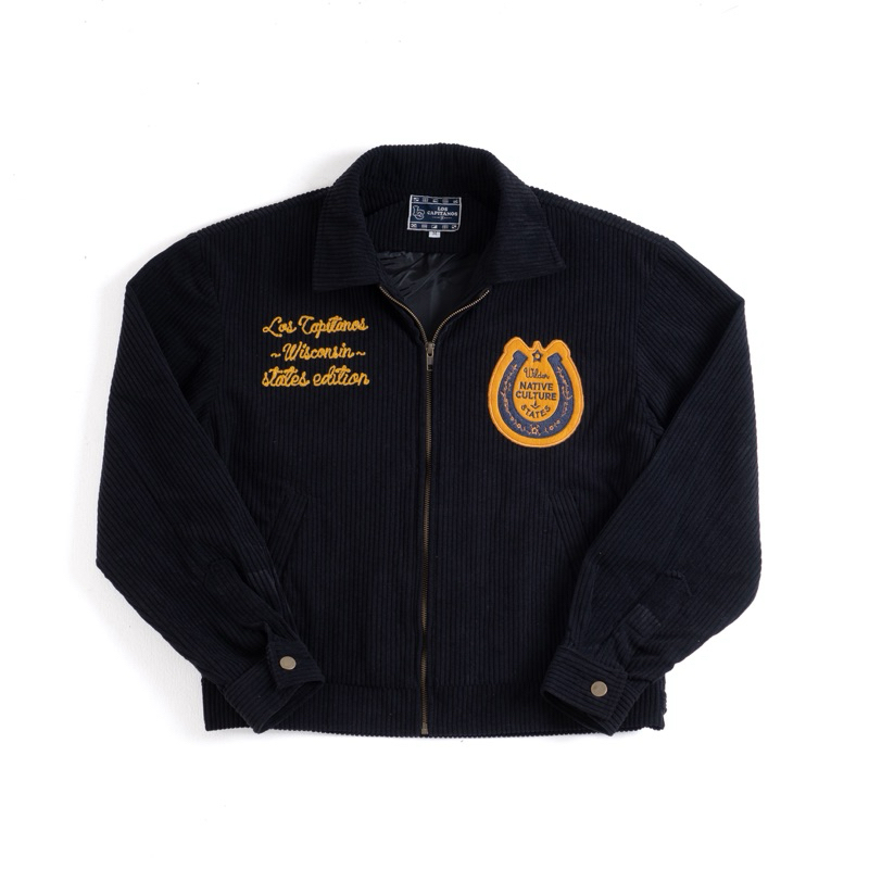 WISCONSIN COLLAGE JACKET / BOXY CORDUROY JACKET BLACK
